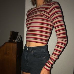 Long sleeve brandy Melville stripped crop top